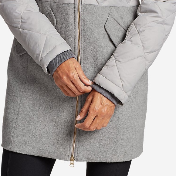 Eddie Bauer Lanely Hybrid Down Parka Jacket Gray - Picture 6 of 16